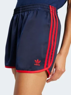 adidas originals Navy/Red 3 Stripe Satin Sprinter Shorts^Women Shorts