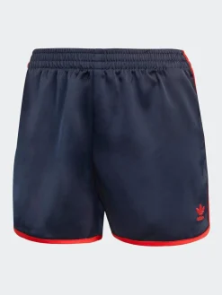 adidas originals Navy/Red 3 Stripe Satin Sprinter Shorts^Women Shorts