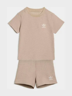 Hot adidas originals Waffle T-Shirt and Shorts Set Neutral