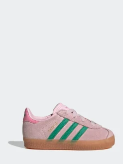 Best adidas originals Pink/Green Gazelle Comfort Closure Elastic Laces Infant Trainers