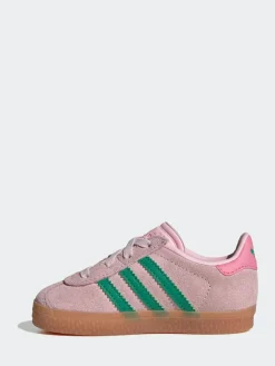 Best adidas originals Pink/Green Gazelle Comfort Closure Elastic Laces Infant Trainers