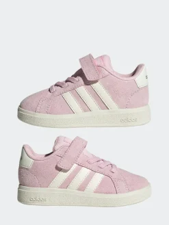 adidas Pink/White Grand Court 2.0 Elastic Lace Infant Trainers^BOY Sneakers