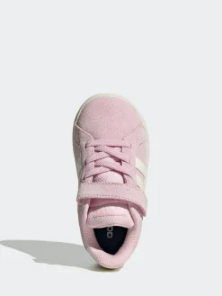 adidas Pink/White Grand Court 2.0 Elastic Lace Infant Trainers^BOY Sneakers