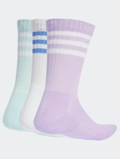 Sale adidas Purple 3-Stripe Crew Length Socks 3 Pack