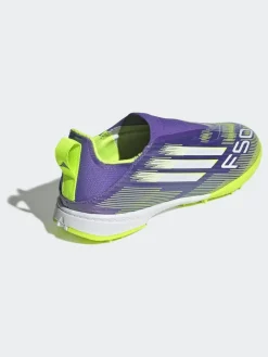 adidas Purple/Lime Kids F50 League Laceless Turf Boots^ Soccer Cleats