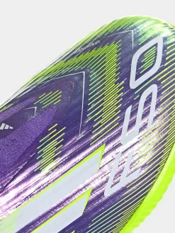 adidas Purple/Lime Kids F50 League Laceless Turf Boots^ Soccer Cleats