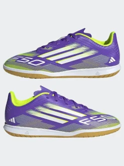 adidas Purple/White Kids F50 Club Indoor Boots^ Soccer Cleats
