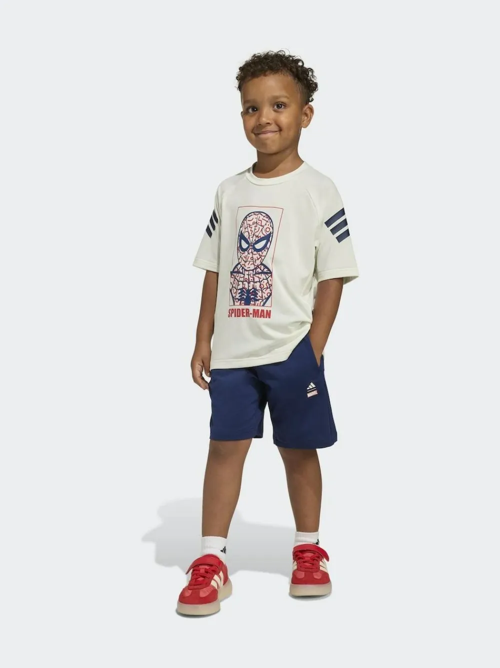 adidas White Marvel Spider-Man Little Kids Top and Short Set^BOY Shorts