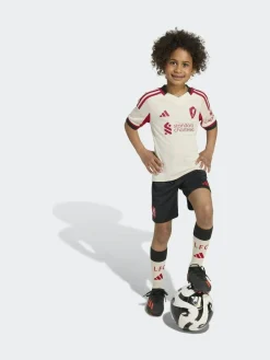 adidas White/Black Mini Kids Liverpool FC 25/26 Away Kit^ Shorts