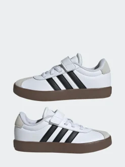adidas White/Black VL Court 3.0 Hook and Loop Kids Trainers^BOY Sneakers|Sneakers