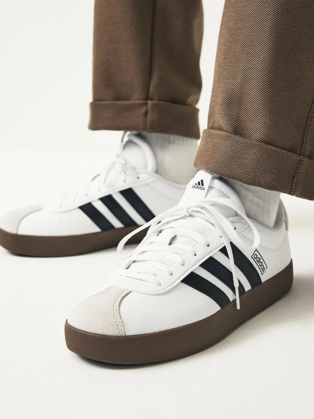 adidas White/Black VL Court Trainers^ Sneakers