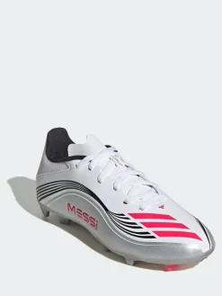 adidas White/Blue Kids F50 Messi League Firm/Multi Ground Boots^ Soccer Cleats