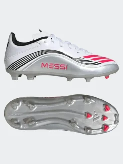 adidas White/Blue Kids F50 Messi League Firm/Multi Ground Boots^ Soccer Cleats