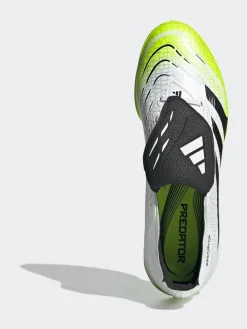 adidas White/Lemon Adult Predator League Fold-Over Tongue Turf Boots^ Soccer Cleats