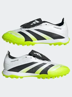 adidas White/Lemon Adult Predator League Fold-Over Tongue Turf Boots^ Soccer Cleats