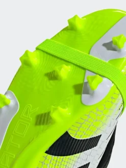 Discount adidas White/Lemon Kids Predator League Fold-Over Tongue Firm/Multi Ground Boots