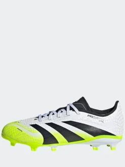 adidas White/Lemon Kids Predator League Firm/Multi Ground Boots^ Soccer Cleats
