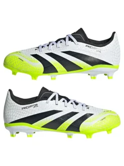 adidas White/Lemon Kids Predator League Firm/Multi Ground Boots^ Soccer Cleats