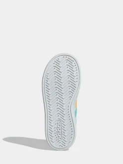 adidas White/Multi Grand Court 3.0 Elastic Lace Kids Trainers^BOY School Shoes|Boys Shoes