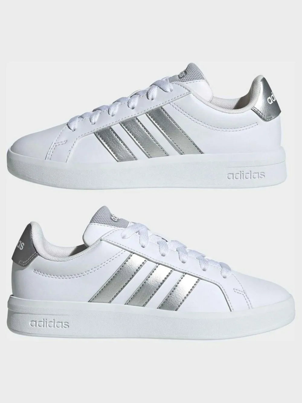 Best adidas White/Silver Grand Court 3.0 Junior Trainers
