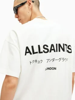 All Saints AllSaints White Underground Oversized Cotton Crew Neck T-Shirt