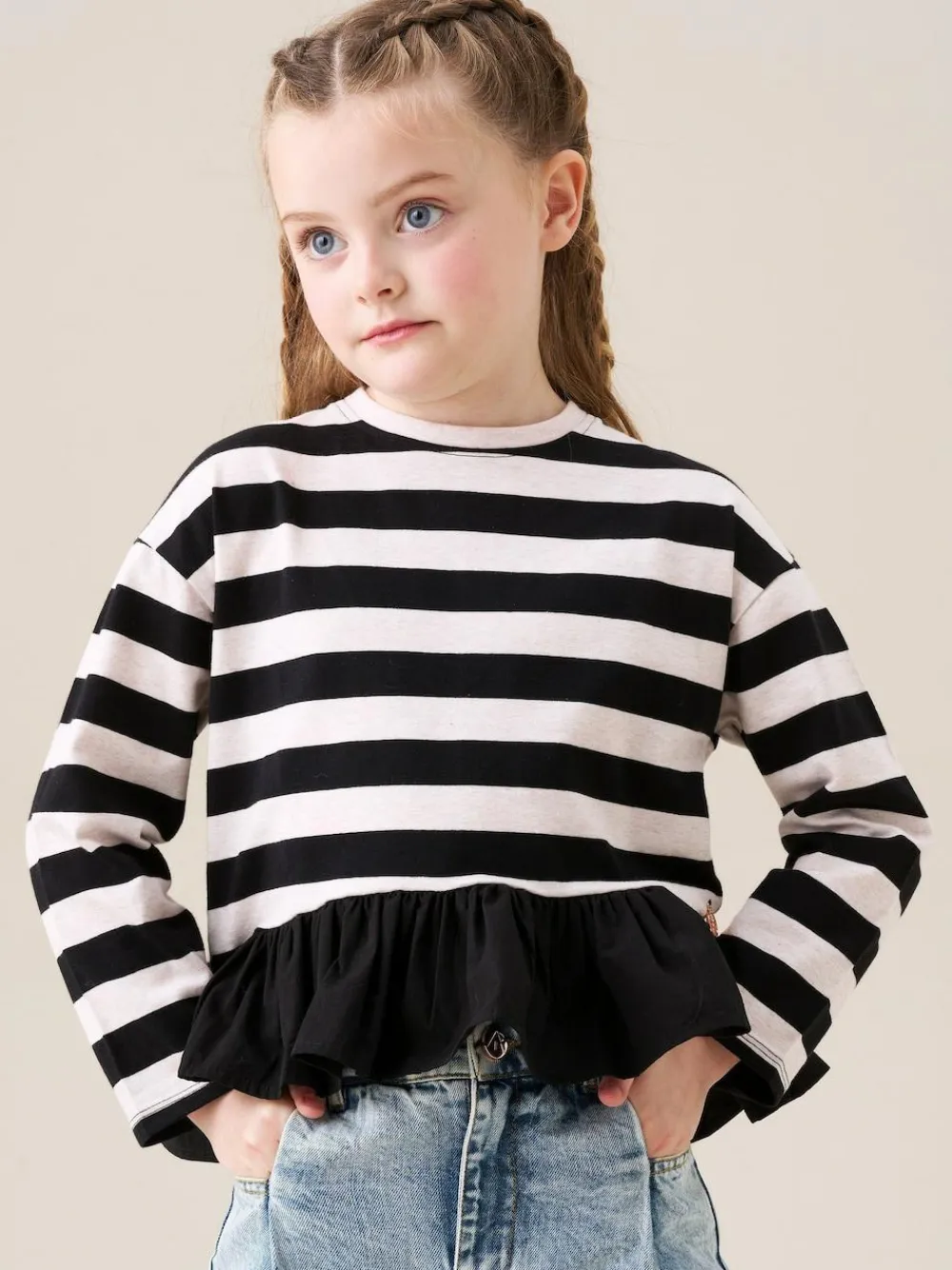 Online Angel & Rocket Black Marley Stripe Peplum T-Shirt