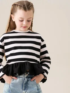 Online Angel & Rocket Black Marley Stripe Peplum T-Shirt