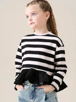 Online Angel & Rocket Black Marley Stripe Peplum T-Shirt