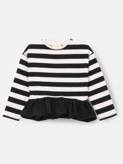 Online Angel & Rocket Black Marley Stripe Peplum T-Shirt