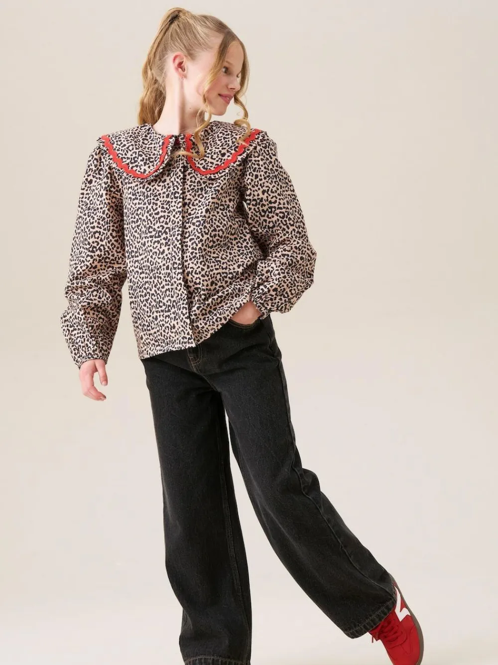 Angel & Rocket Black Piper Leopard Print Star Applique Wide Leg Jeans^ Jeans