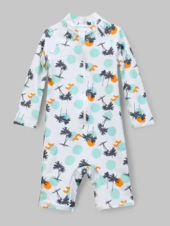 Outlet Angel & Rocket Blue Brody Blue Sunsafe Print Toddler Swimsuit