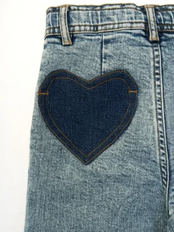 Angel & Rocket Blue Brooke Wide Leg Heart Print Pocket Jeans^ Jeans
