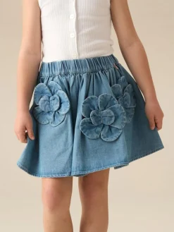 Best Angel & Rocket Blue Eden 3D Flower Denim Skirt