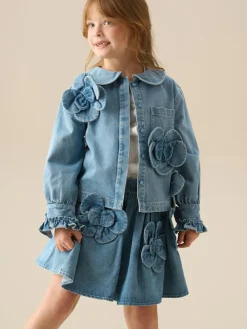Best Angel & Rocket Blue Eden 3D Flower Denim Skirt