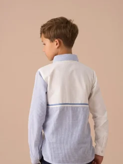 New Angel & Rocket Hank Textured Stripe Block 100% Cotton Shirt Blue