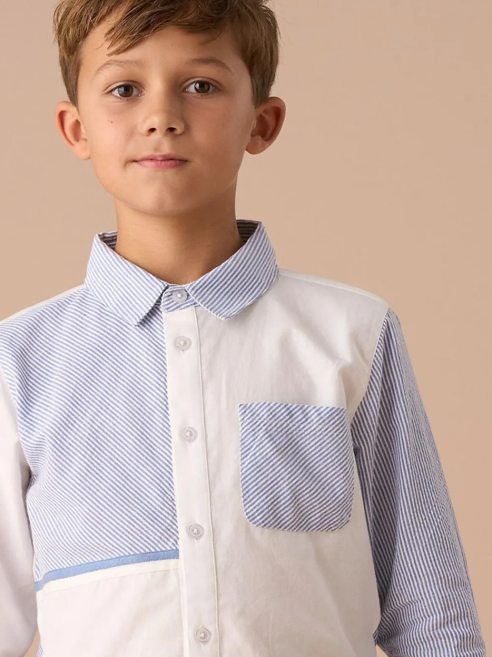 New Angel & Rocket Hank Textured Stripe Block 100% Cotton Shirt Blue