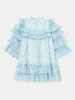 Hot Angel & Rocket Imogen Leopard Print Frill Dress Blue