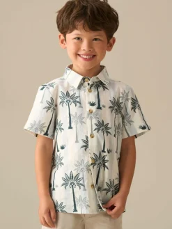 Angel & Rocket Blue Jamie Palm Stripe SS Shirt^BOY Shirts