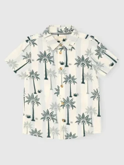 Angel & Rocket Blue Jamie Palm Stripe SS Shirt^BOY Shirts