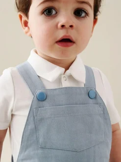 Angel & Rocket Blue Jaxson Dungaree Shorts Set^BOY Dungarees