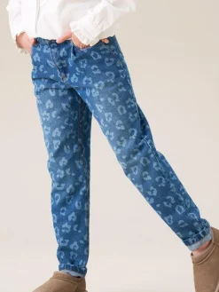 New Angel & Rocket Blue Kendal Leopard Print Denim Barrel Leg Jeans