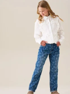 New Angel & Rocket Blue Kendal Leopard Print Denim Barrel Leg Jeans