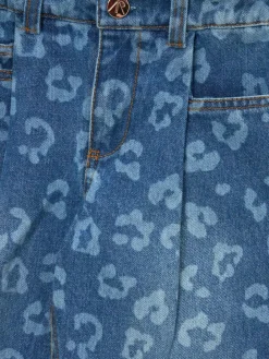 New Angel & Rocket Blue Kendal Leopard Print Denim Barrel Leg Jeans