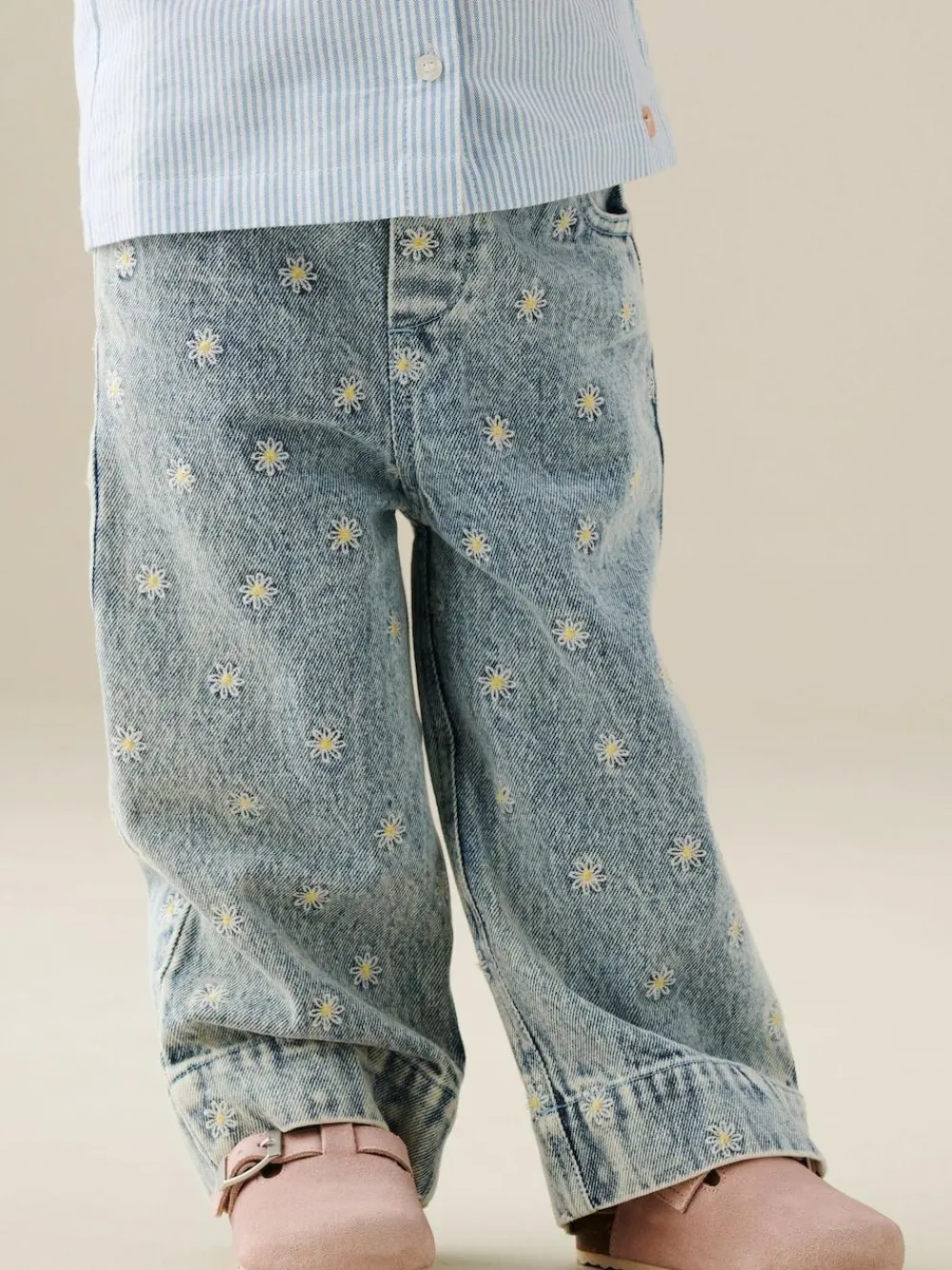 Online Angel & Rocket Blue Kiki Embroidered Daisy Wide Leg Jeans