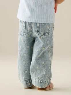 Online Angel & Rocket Blue Kiki Embroidered Daisy Wide Leg Jeans