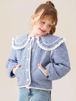 Hot Angel & Rocket Blue Lottie Quilted Lace Trim Collar Jacket