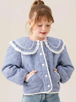 Hot Angel & Rocket Blue Lottie Quilted Lace Trim Collar Jacket
