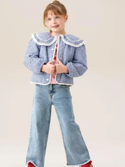 Hot Angel & Rocket Blue Lottie Quilted Lace Trim Collar Jacket