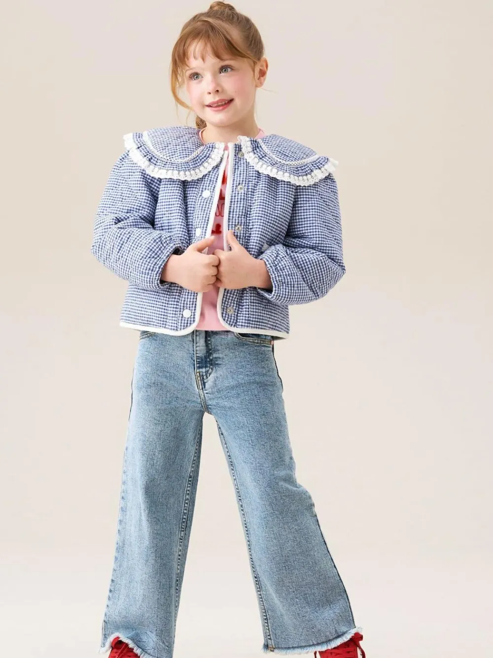 Hot Angel & Rocket Blue Lottie Quilted Lace Trim Collar Jacket