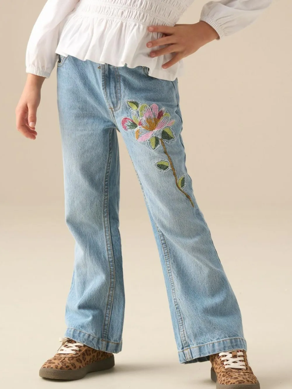 Angel & Rocket Blue Millie Embroidered Flared Denim Jeans^ Jeans